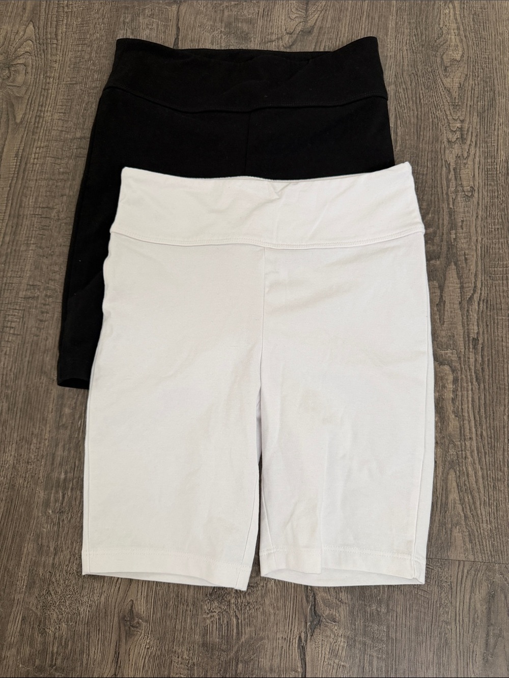 Nordstrom Black and White High-Waist Bike Shorts Set